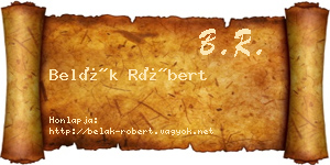 Belák Róbert névjegykártya
